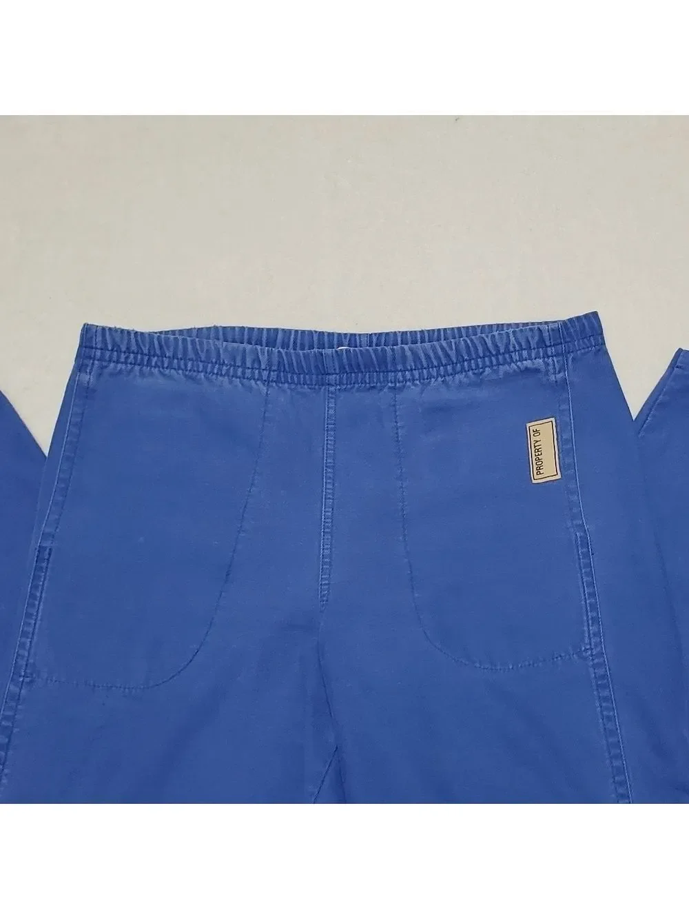 VINTAGE 90s Durable Blue Cotton Mid Rise Tie-Waist Straight Tapered Leg Pants 30